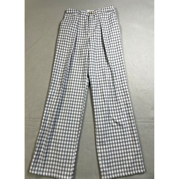 Hollister Pants - Hollister Ultra High Rise Pants Womens Blue White Plaid Casual Pleated Front‎ SM